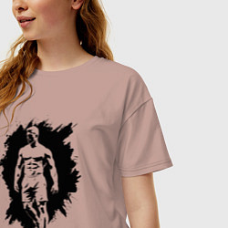 Футболка оверсайз женская Мускулистый торс мужчины, цвет: пыльно-розовый — фото 2