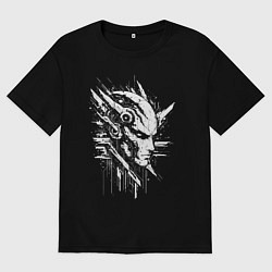 Футболка оверсайз женская Кибернетический разум, цвет: черный