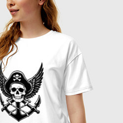 Футболка оверсайз женская Пиратский крылатый дух, цвет: белый — фото 2