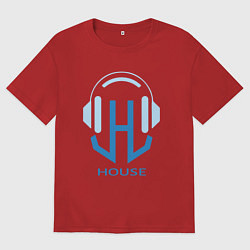 Футболка оверсайз женская Логотип House Music, цвет: красный