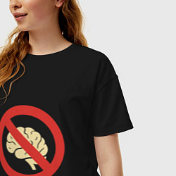 Футболка оверсайз женская Запрет на использование мозга, цвет: черный — фото 2