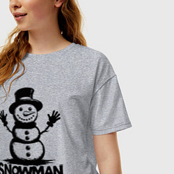 Футболка оверсайз женская Снеговик граффити, цвет: меланж — фото 2