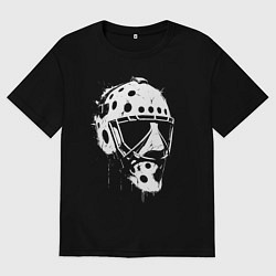 Футболка оверсайз женская Белая хоккейная маска, цвет: черный