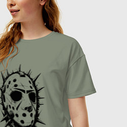 Футболка оверсайз женская Шипастая хоккейная маска, цвет: авокадо — фото 2