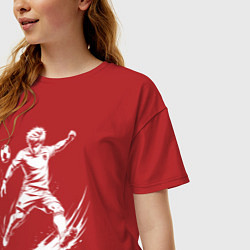 Футболка оверсайз женская Аниме удар в футболе, цвет: красный — фото 2