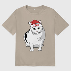 Футболка оверсайз женская Мемный кот Бендер - 2026, цвет: миндальный