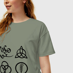 Футболка оверсайз женская Led Zeppelin: symbols, цвет: авокадо — фото 2