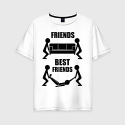 Футболка оверсайз женская Best friends, цвет: белый