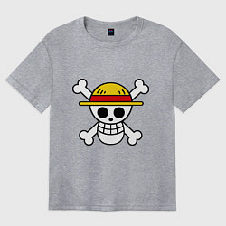 Футболка оверсайз женская Флаг Луффи, цвет: меланж