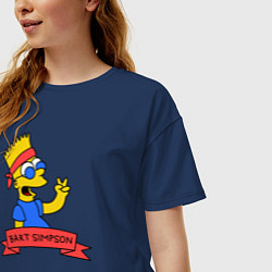 Футболка оверсайз женская Bart Simpson: Peace, цвет: тёмно-синий — фото 2