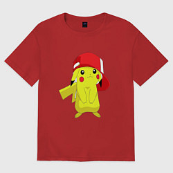 Футболка оверсайз женская Пикачу, цвет: красный