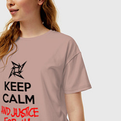 Футболка оверсайз женская Keep Calm & Justice For All, цвет: пыльно-розовый — фото 2