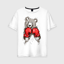 Футболка оверсайз женская Bear Boxing, цвет: белый