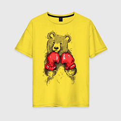 Футболка оверсайз женская Bear Boxing, цвет: желтый