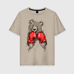 Футболка оверсайз женская Bear Boxing, цвет: миндальный