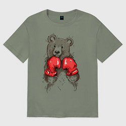 Футболка оверсайз женская Bear Boxing, цвет: авокадо
