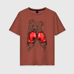 Женская футболка оверсайз Bear Boxing