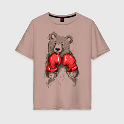 Футболка оверсайз женская Bear Boxing, цвет: пыльно-розовый