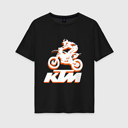 Футболка оверсайз женская KTM белый, цвет: черный