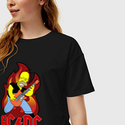 Футболка оверсайз женская AC/DC Homer, цвет: черный — фото 2