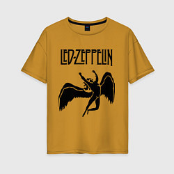Футболка оверсайз женская Led Zeppelin Swan, цвет: горчичный