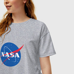 Футболка оверсайз женская NASA: Logo, цвет: меланж — фото 2