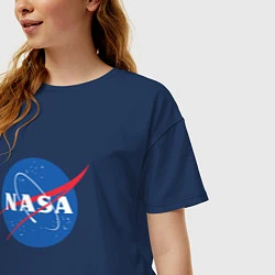 Футболка оверсайз женская NASA: Logo, цвет: тёмно-синий — фото 2