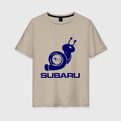 Футболка оверсайз женская Subaru, цвет: миндальный