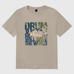 Футболка оверсайз женская Drum & Bass: The World, цвет: миндальный