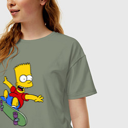 Футболка оверсайз женская Барт на скейте, цвет: авокадо — фото 2