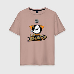 Футболка оверсайз женская NHL: Anaheim Ducks, цвет: пыльно-розовый