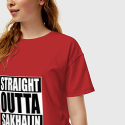 Футболка оверсайз женская Straight Outta Sakhalin, цвет: красный — фото 2