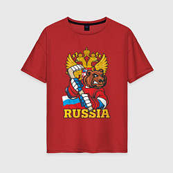 Футболка оверсайз женская Только Русский Хоккей!, цвет: красный