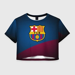 Футболка 3D укороченная женская FCB Barcelona, цвет: 3D-принт