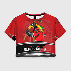 Футболка 3D укороченная женская Chicago Blackhawks, цвет: 3D-принт