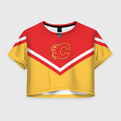 Футболка 3D укороченная женская NHL: Calgary Flames, цвет: 3D-принт