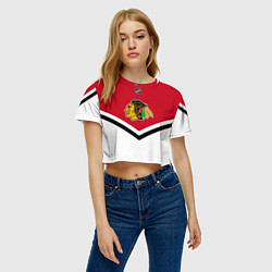 Футболка 3D укороченная женская NHL: Chicago Blackhawks, цвет: 3D-принт — фото 2
