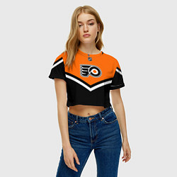 Футболка 3D укороченная женская NHL: Philadelphia Flyers, цвет: 3D-принт — фото 2