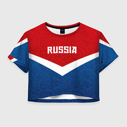 Футболка 3D укороченная женская Russia Team, цвет: 3D-принт