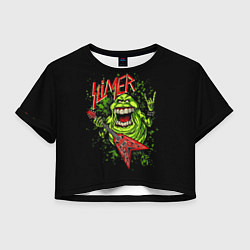 Футболка 3D укороченная женская Slayer Slimer, цвет: 3D-принт