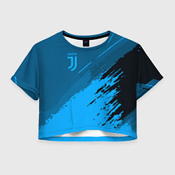 Футболка 3D укороченная женская FC Juventus: Blue Original, цвет: 3D-принт