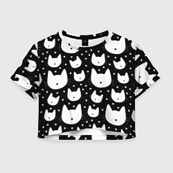 Футболка 3D укороченная женская Love Cats Pattern, цвет: 3D-принт