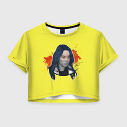 Футболка 3D укороченная женская Billie Yellow and Red, цвет: 3D-принт
