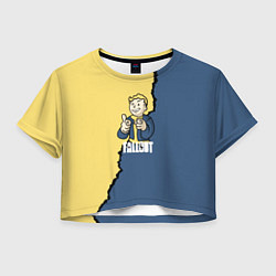 Футболка 3D укороченная женская Fallout logo boy, цвет: 3D-принт