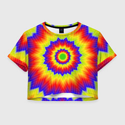 Футболка 3D укороченная женская Tie-Dye, цвет: 3D-принт