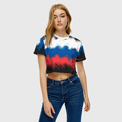 Футболка 3D укороченная женская Россия, цвет: 3D-принт — фото 2