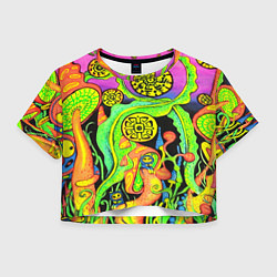 Футболка 3D укороченная женская КИСЛОТА КИСЛОТНЫЙ, цвет: 3D-принт