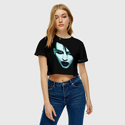 Футболка 3D укороченная женская Marilyn Manson, цвет: 3D-принт — фото 2