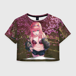 Футболка 3D укороченная женская Zero Two, цвет: 3D-принт