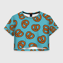 Футболка 3D укороченная женская Крендели, цвет: 3D-принт